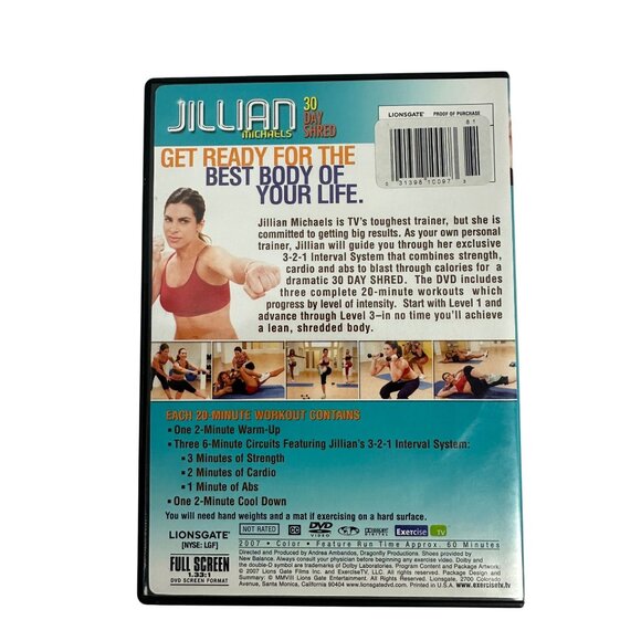 Jillian Michaels 30 Day Shred 2007 Not Rated Lionsgate DVD Exercise Fitness - Picture 2 of 7